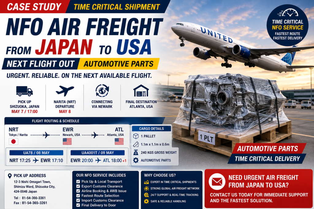 NFO Air Freight from Japan to USA Time Critical Automotive Parts Shipment Case Study