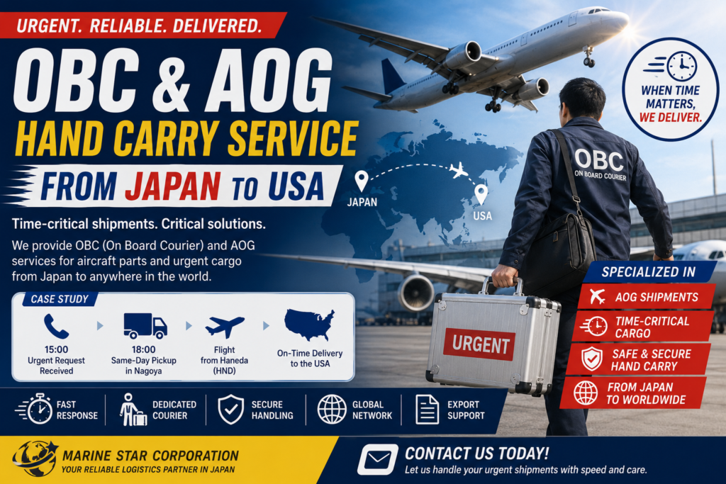 OBC & AOG Hand Carry Service from Japan to USA Urgent Aircraft Parts Shipment Case Study from Nagoya, Japan