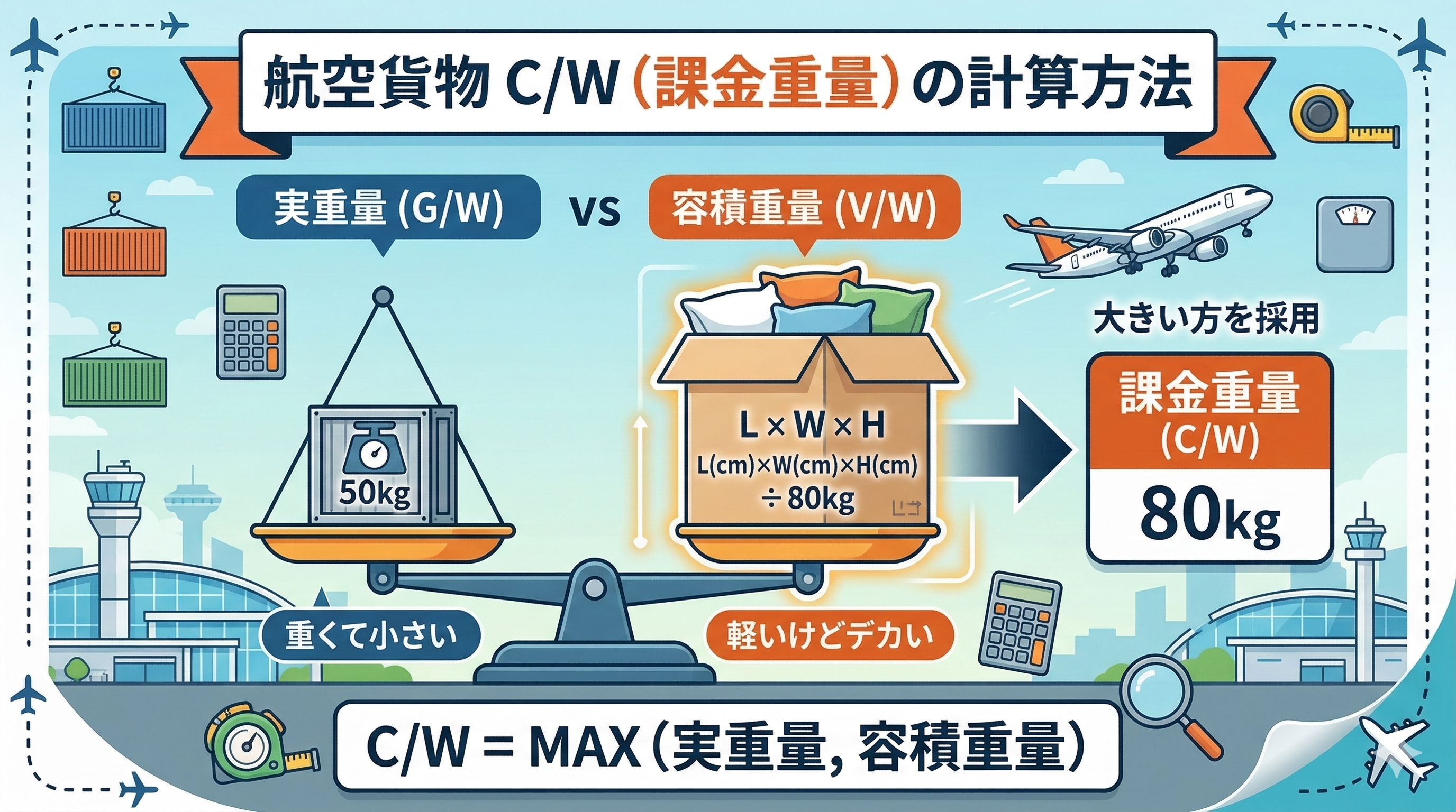 航空貨物のC/W（課金重量）の計算方法｜自動計算アプリ配布あり