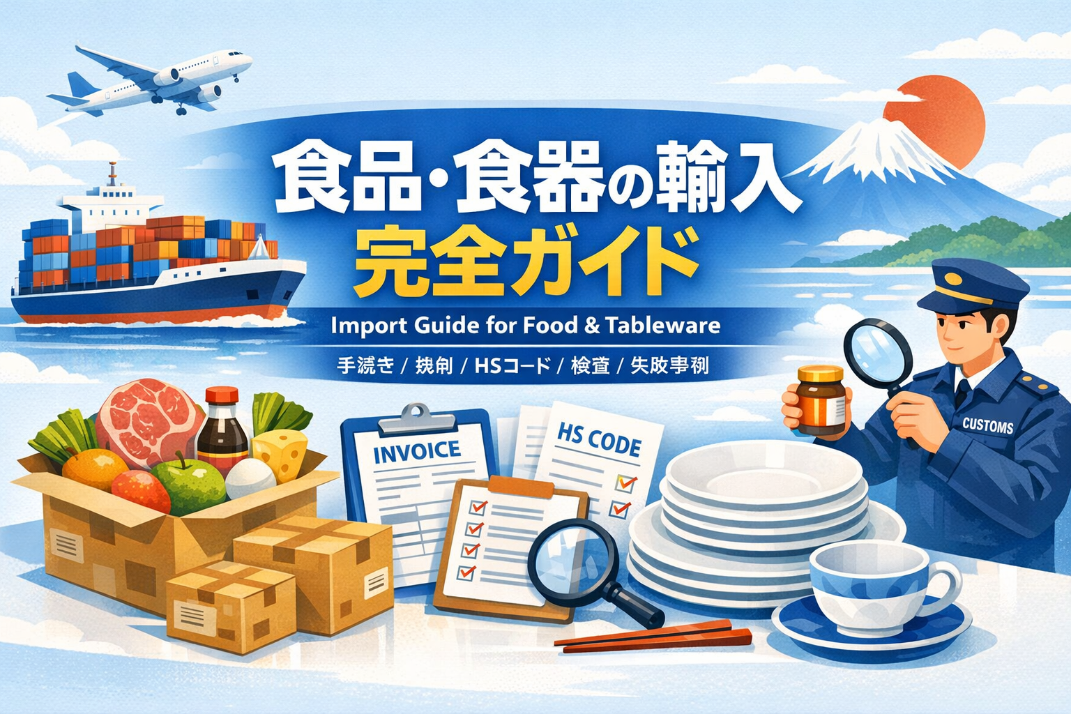 【完全ガイド】食品・食器の輸入方法｜手続き・規制・HSコード・検査・失敗事例まで徹底解説