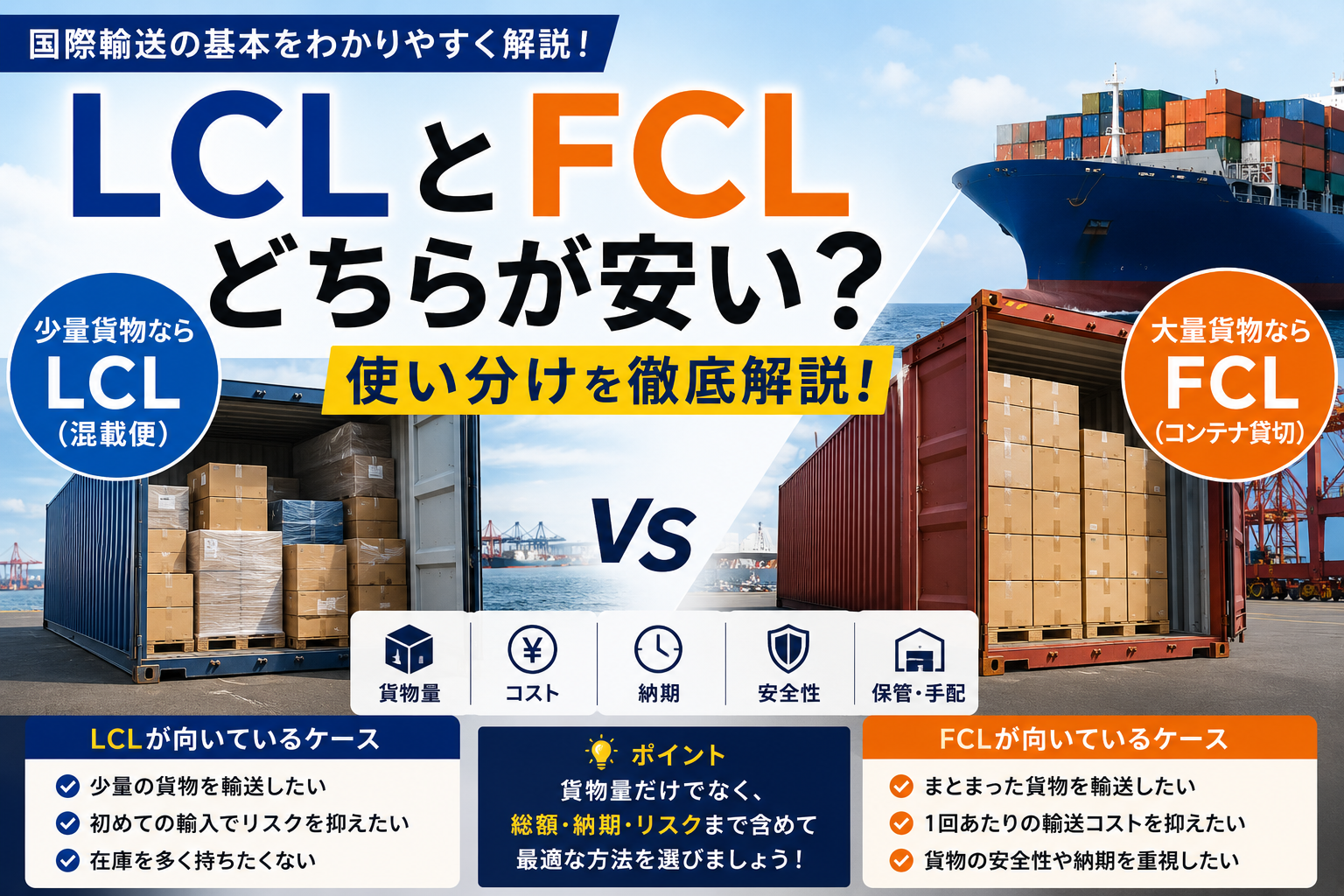 LCLとFCLどちらが安い？使い分けを実務ベースで解説