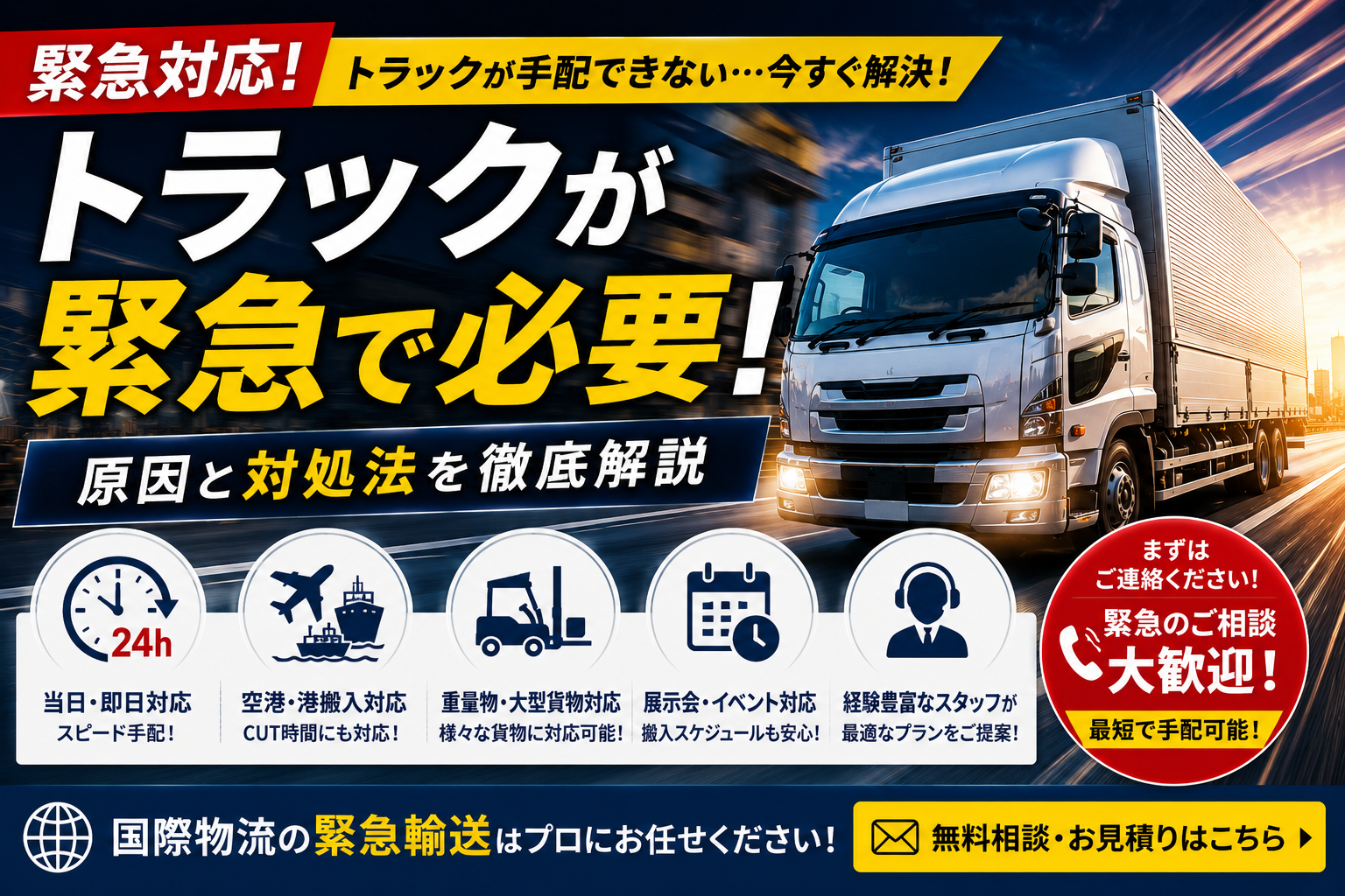 【緊急対応】トラックが手配できない？国際物流でよくある原因と対処法を解説