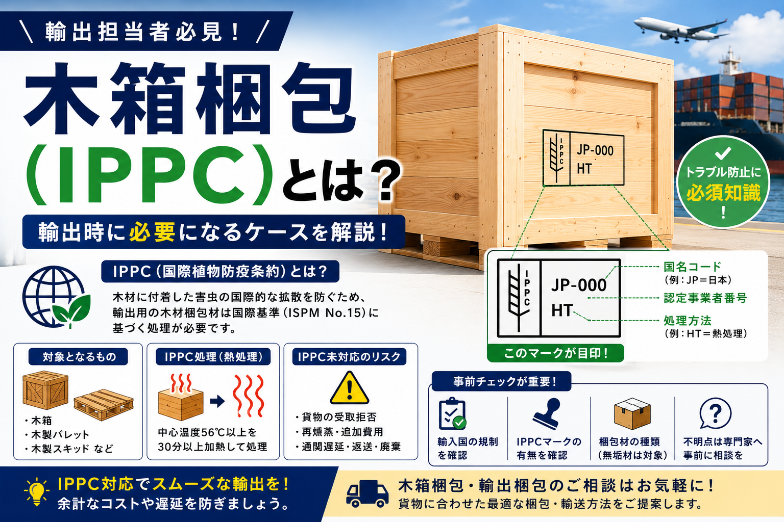 木箱梱包（IPPC）とは？輸出時に必要になるケースを実務ベースで解説