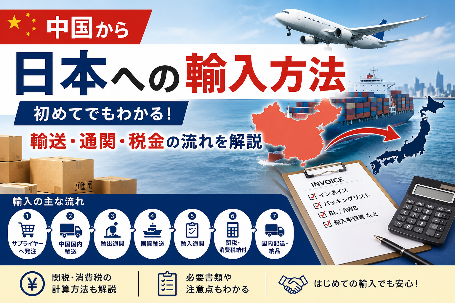 中国から日本への輸入方法｜初めてでもわかる輸入の流れと注意点を解説
