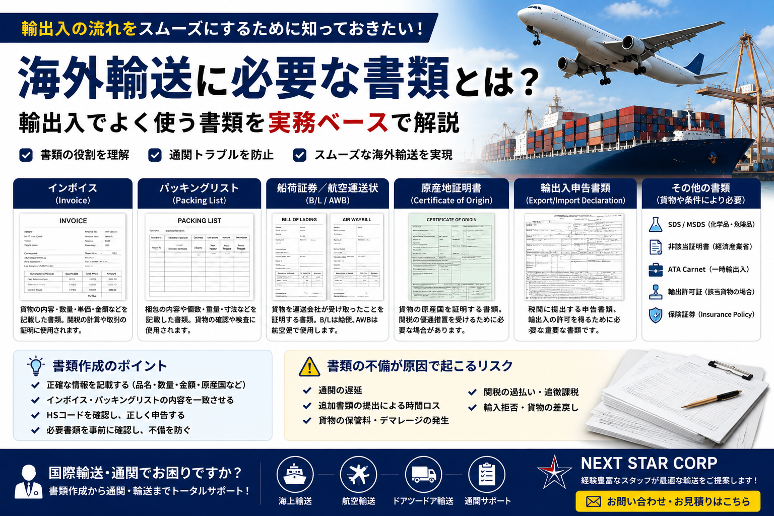 海外輸送に必要な書類とは？輸出入でよく使う書類を実務ベースで解説