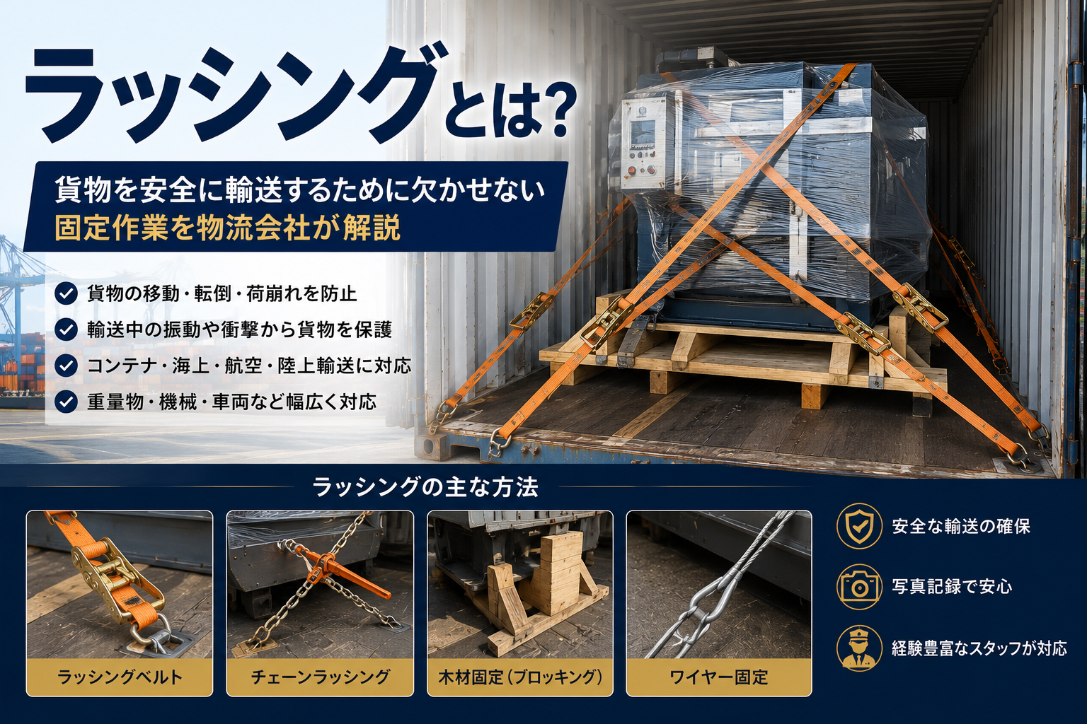 ラッシングとは？貨物を安全に輸送するために欠かせない固定作業を物流会社が解説