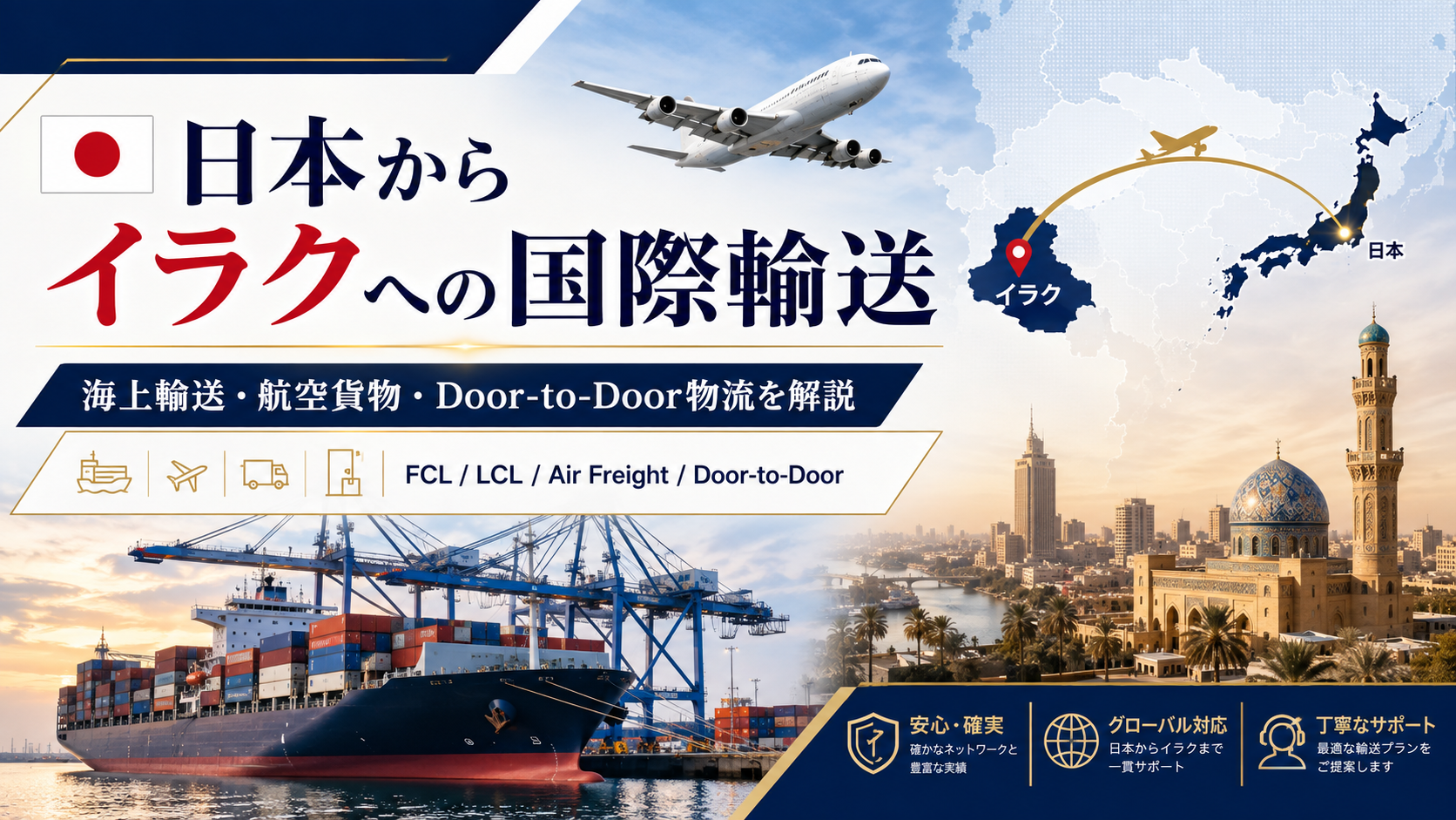 日本からイラクへの国際輸送｜海上輸送・航空貨物・Door-to-Door物流を解説